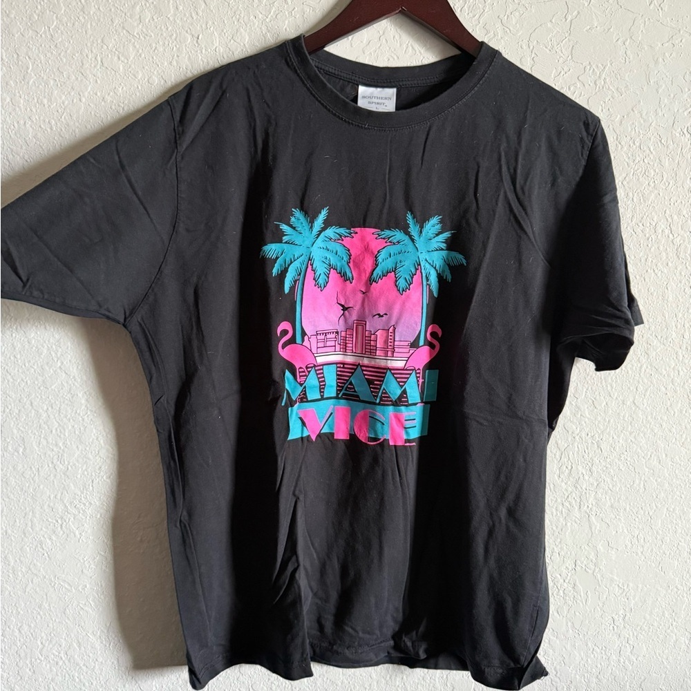 Southern Spirit Black Miami Vice Retro Graphic T-Shirt